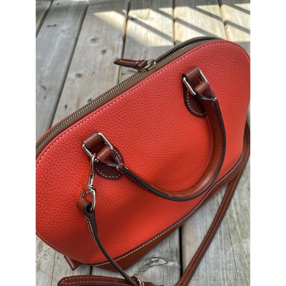 Dooney Bourke Orange Tangerine Pebbled Leather Zip  Handbag - Picture 10 of 13